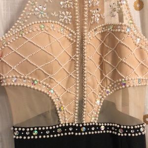Beaded prom dress with slit worn once
